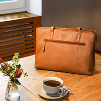 Savage bruin dameshandtas collectie van buffelleer, aanzicht 12