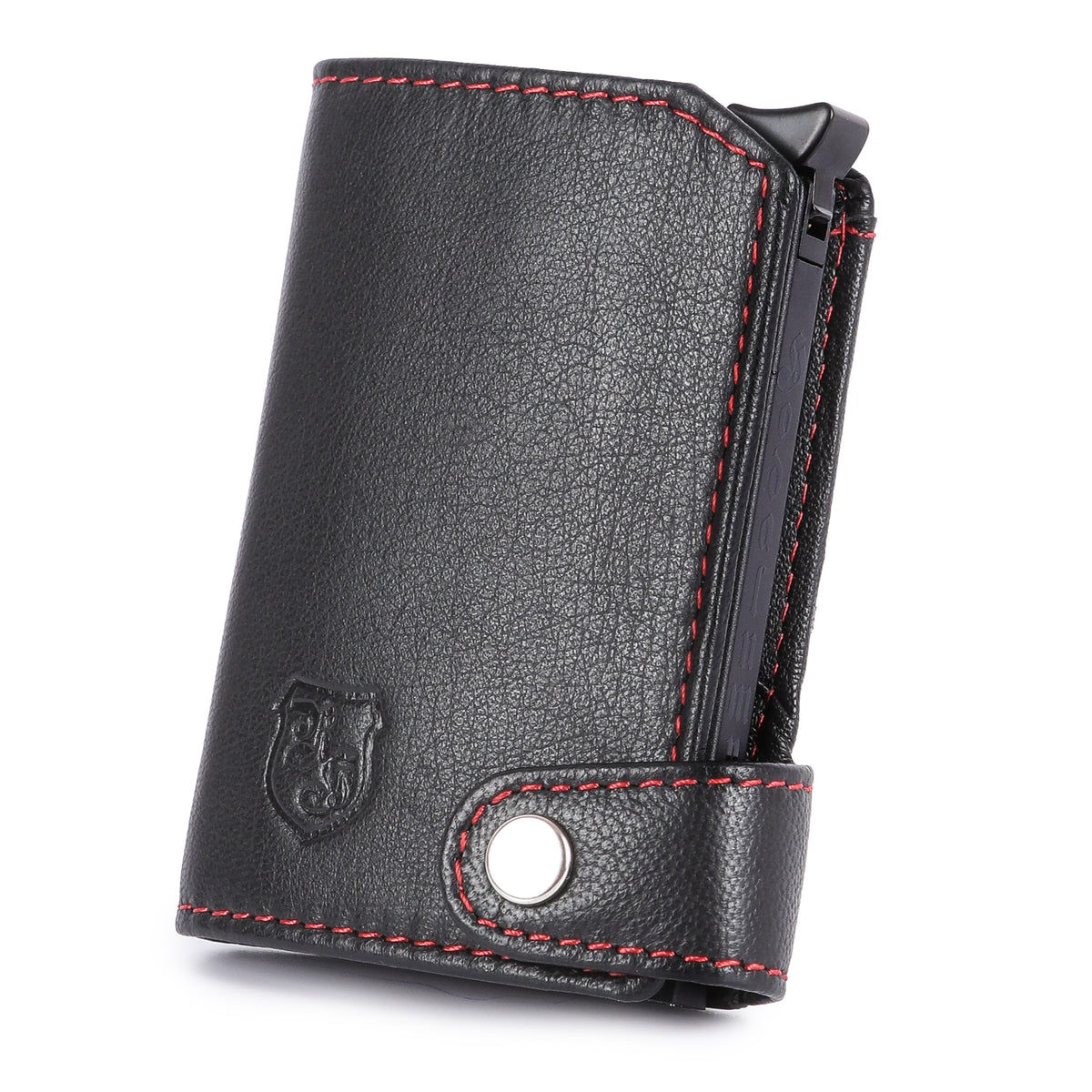 Portacarte Hodalump BLACK/RED in pelle di bufalo, vista 3