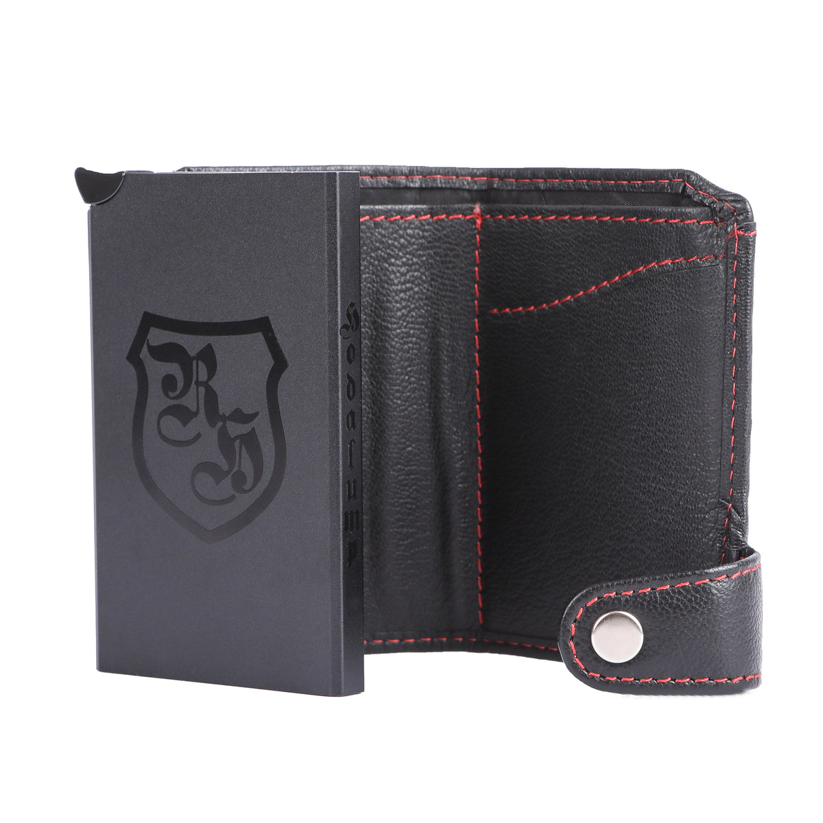 Portacarte Hodalump BLACK/RED in pelle di bufalo, vista 6