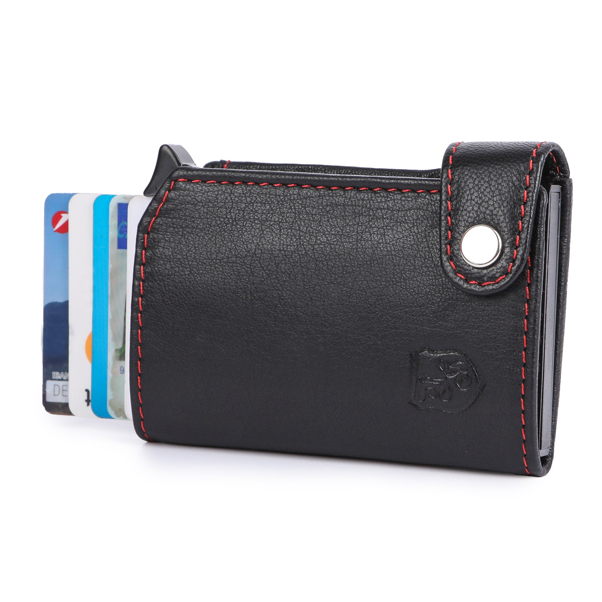Portacarte Hodalump BLACK/RED in pelle di bufalo, vista 8