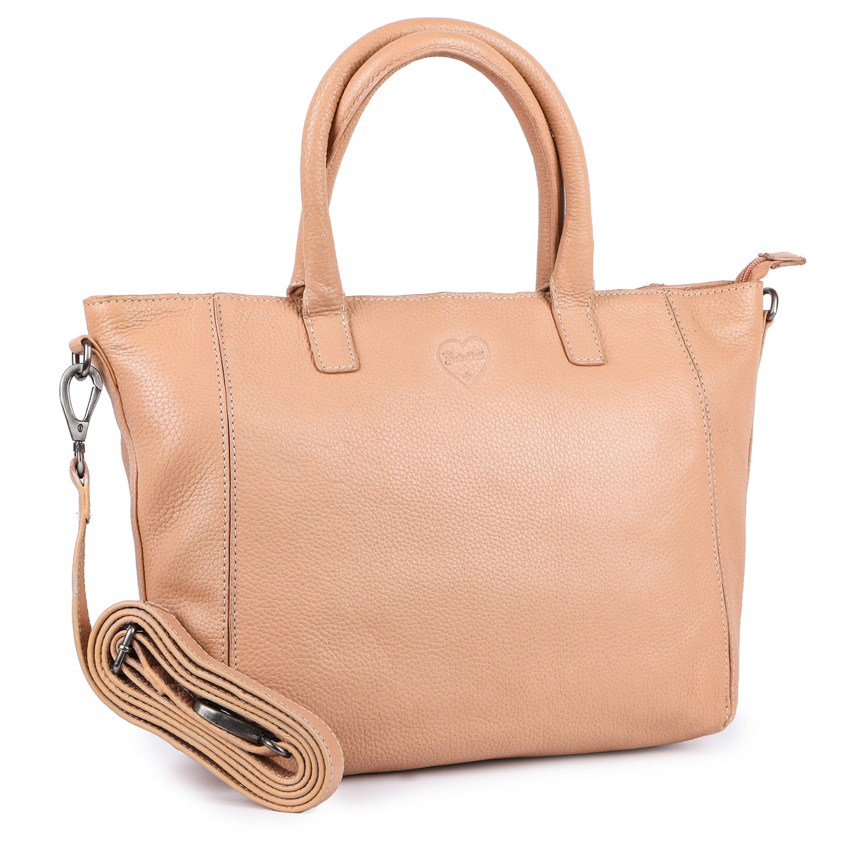 Borsa shopper soft Peach in vera pelle, vista 4