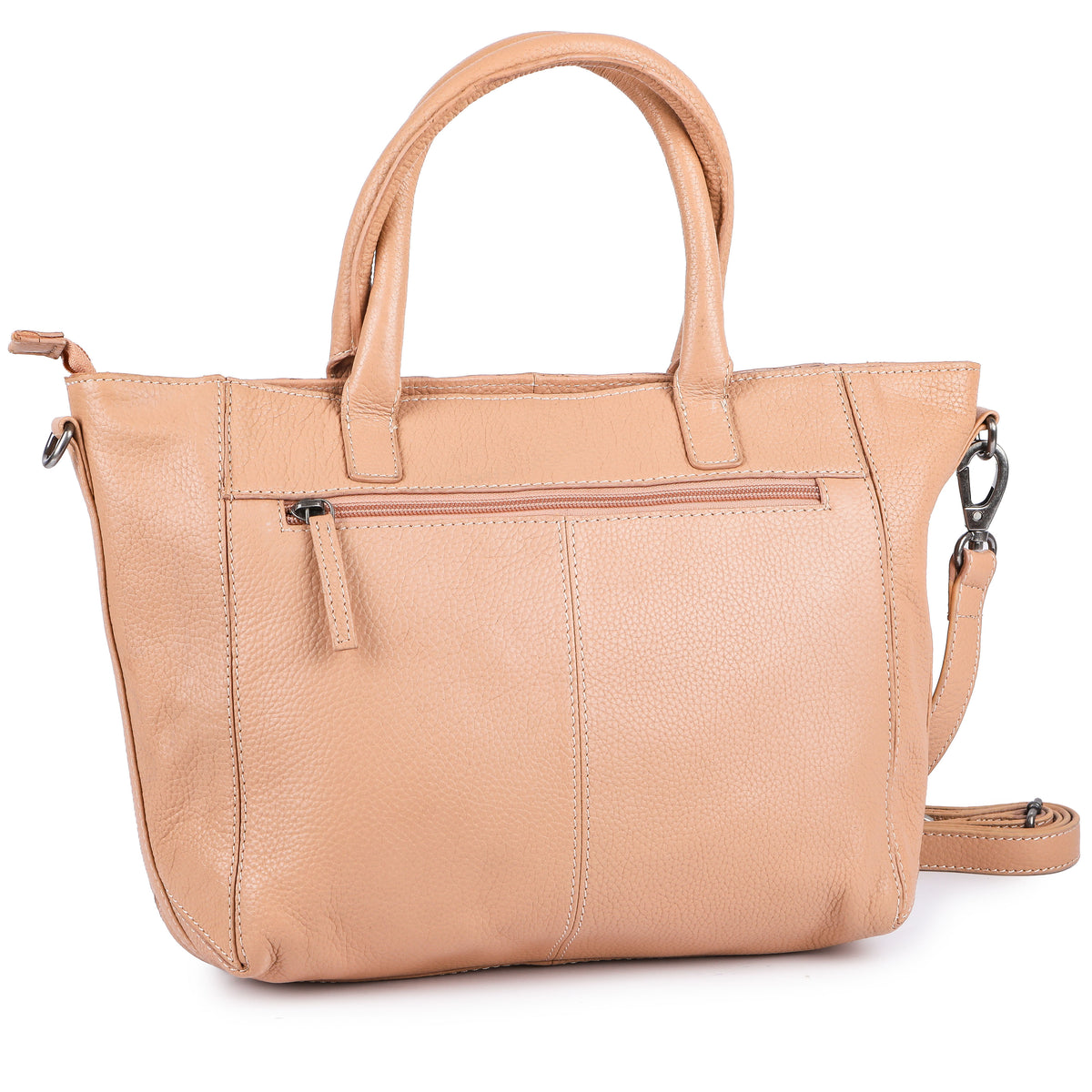 Borsa shopper soft Peach in vera pelle, vista 5