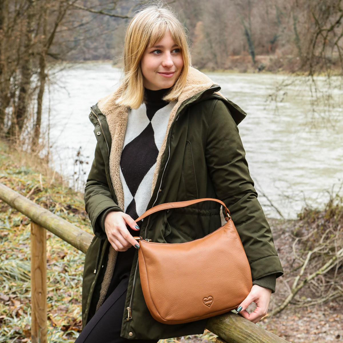Savage bruin dameshandtas collectie van buffelleer, aanzicht 26