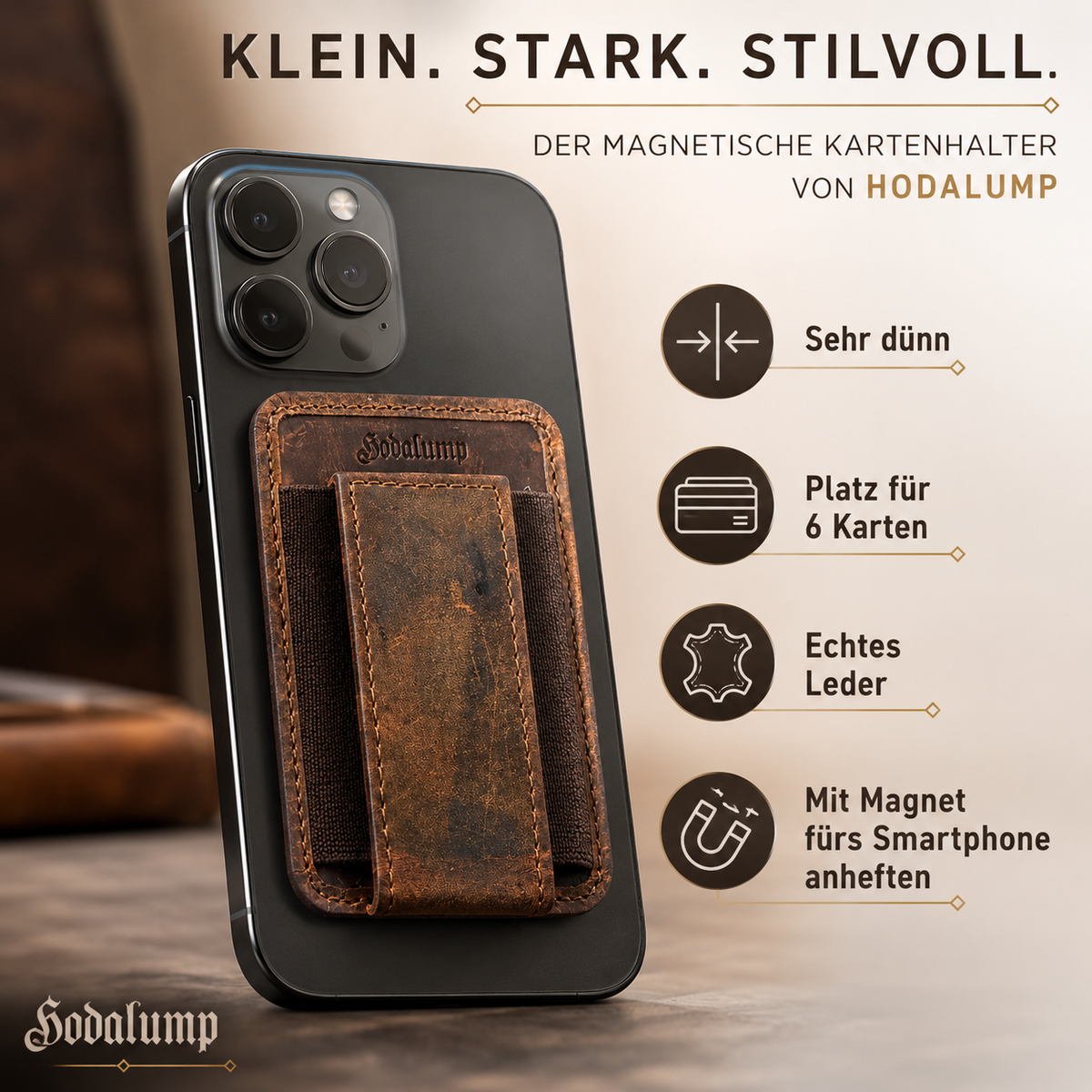 Slim Smartphone Pouch made of buffalo leather, view 5