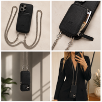 Custodia per cellulare con catena a tracolla & portacarte – lo stile incontra la funzionalità in similpelle, vista 2