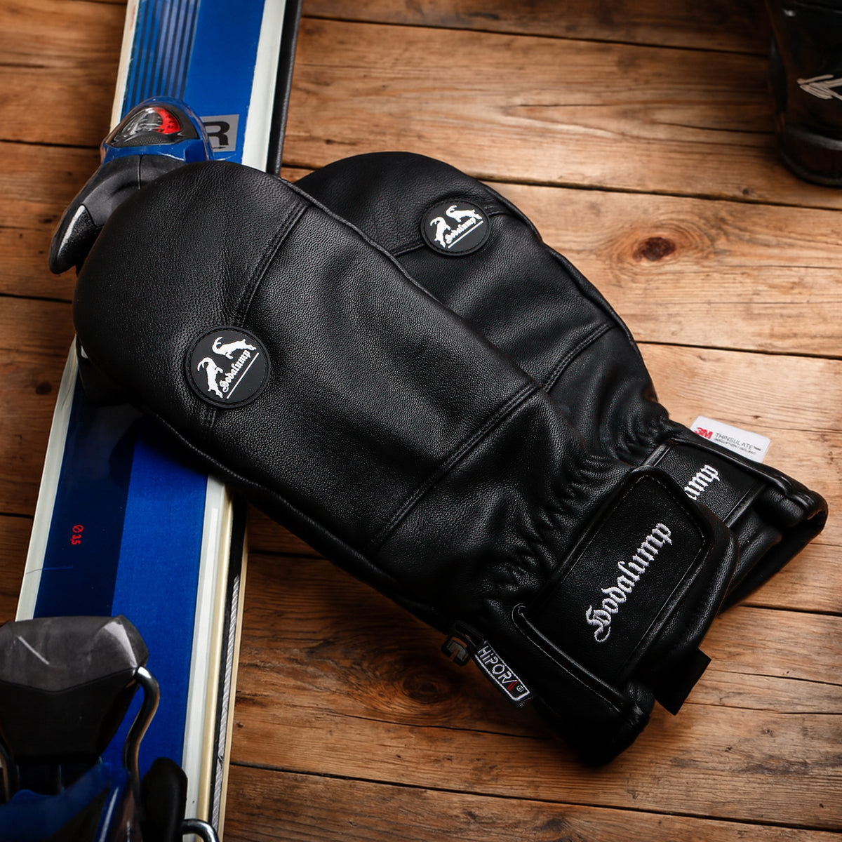 Ski Mittens made of genuine leather