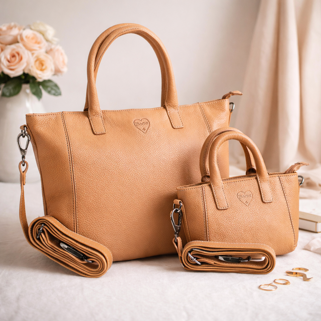 Shopper Tasche soft Peach aus Echtleder
