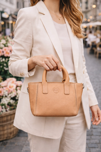 Borsa shopper soft Peach in vera pelle, vista 10