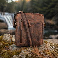 Borsa quotidiana Mike in pelle di bufalo marrone