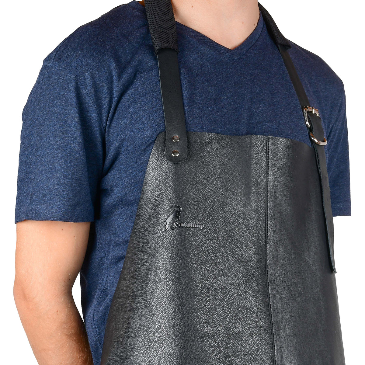Gilet da grigliata in pelle di bufalo nero, vista 16