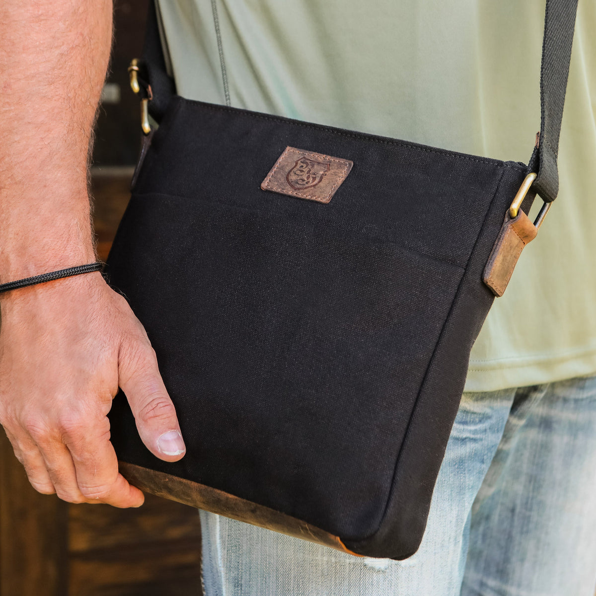 Shoulder Bag Recycled PET made of recycled PET with genuine leather