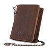 Vertical Wallet with Chain Lenz made of buffalo leather in brown, view 4