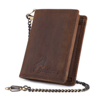 Vertical Wallet with Chain Lenz made of buffalo leather in brown, view 4