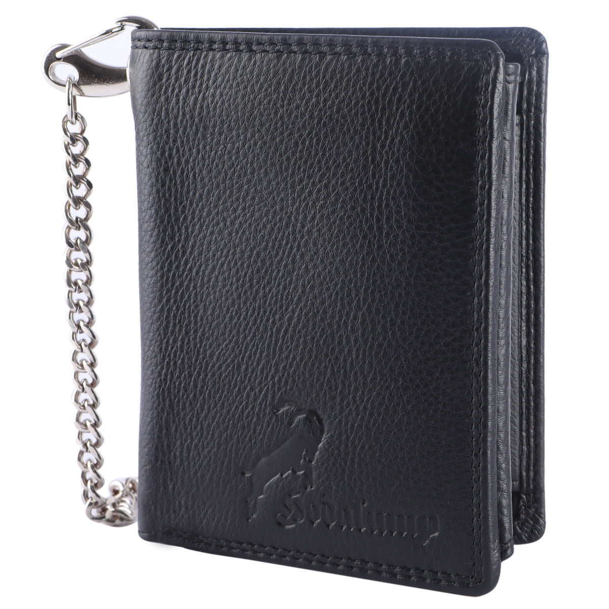 Vertical Wallet with Chain Lenz made of buffalo leather in black, view 12