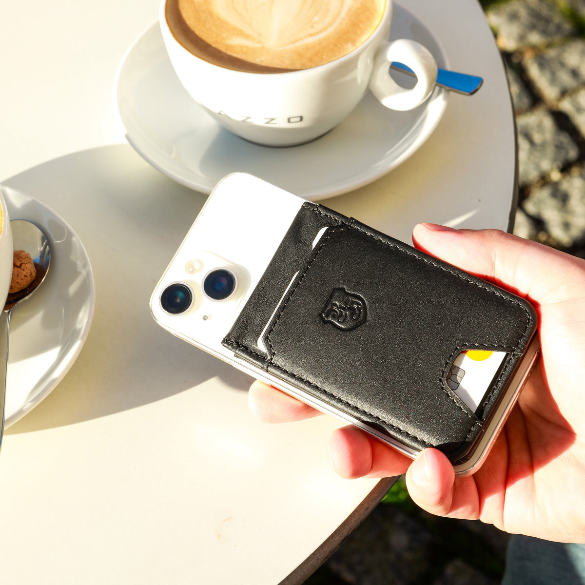 Smartphone Pouch Big made of buffalo leather in black, view 16