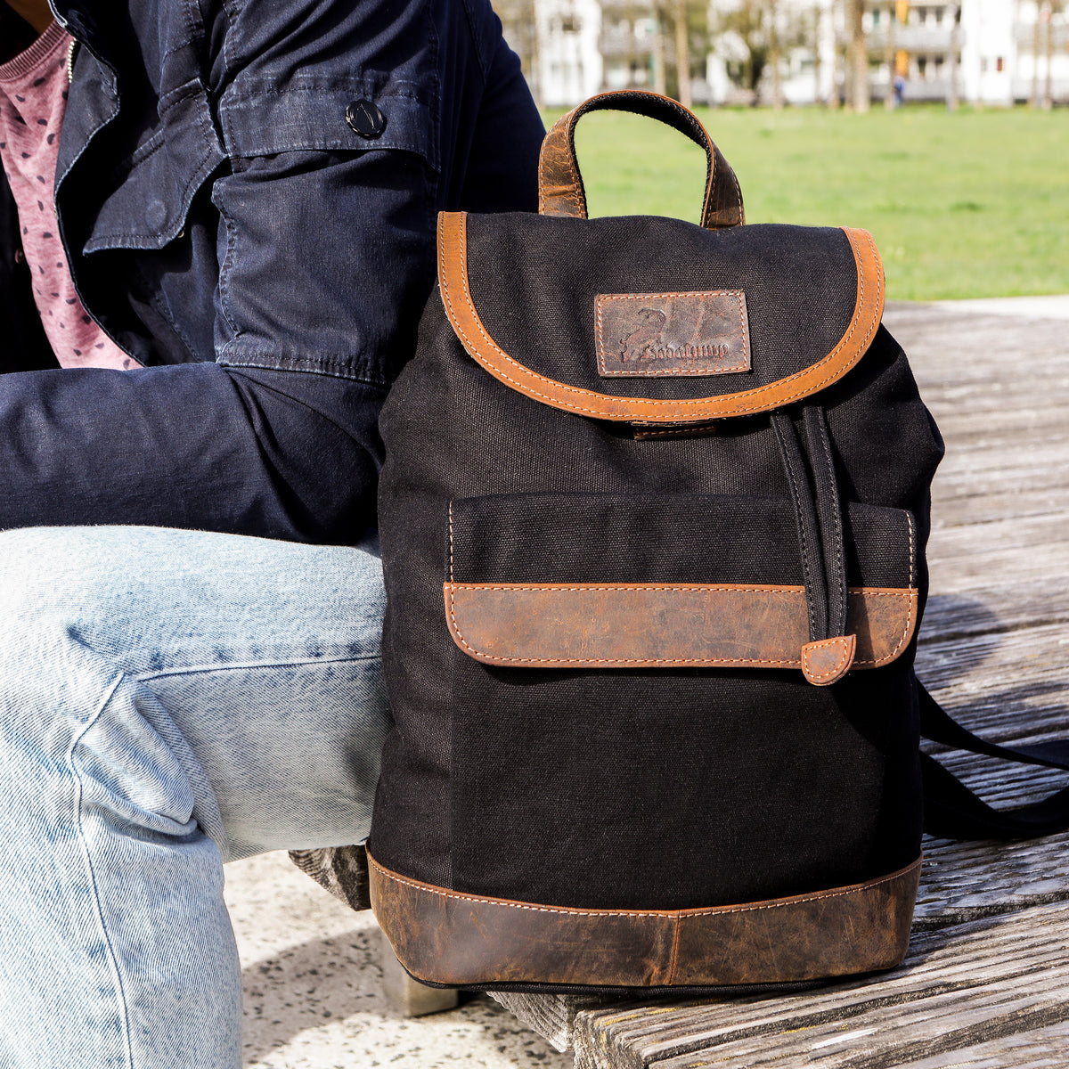 PET Backpack Recycle made of buffalo leather, view 2