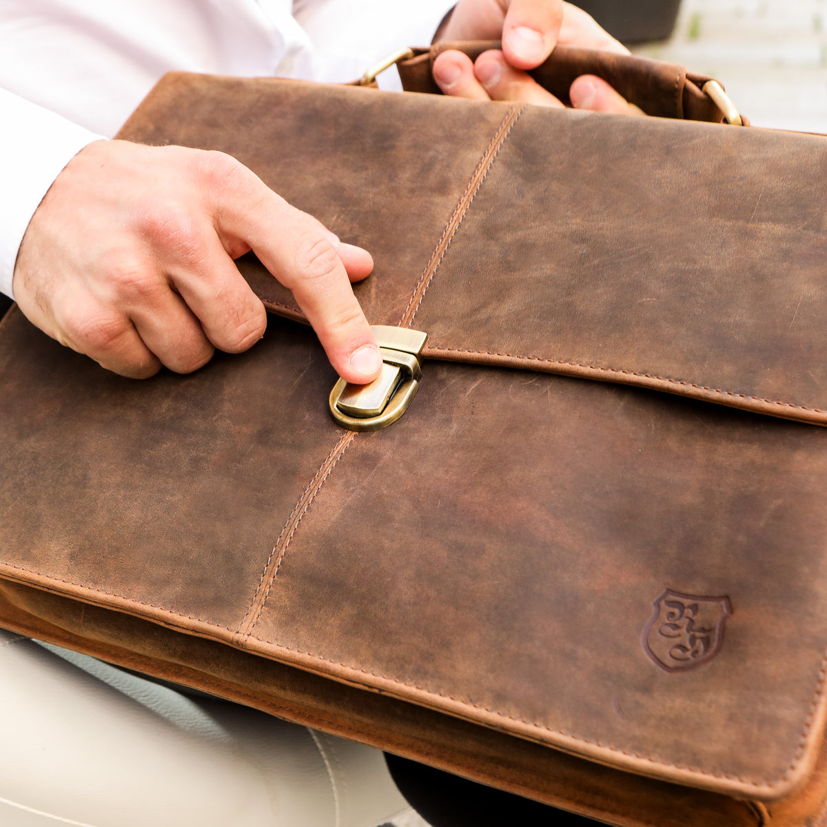 Borsa da lavoro Tom in pelle di bufalo, vista 3