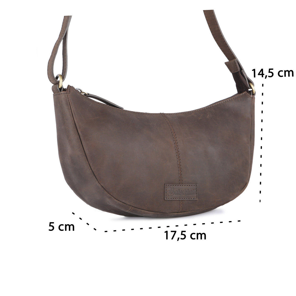 Borsa a mezzaluna Rio in pelle di bufalo, vista 8