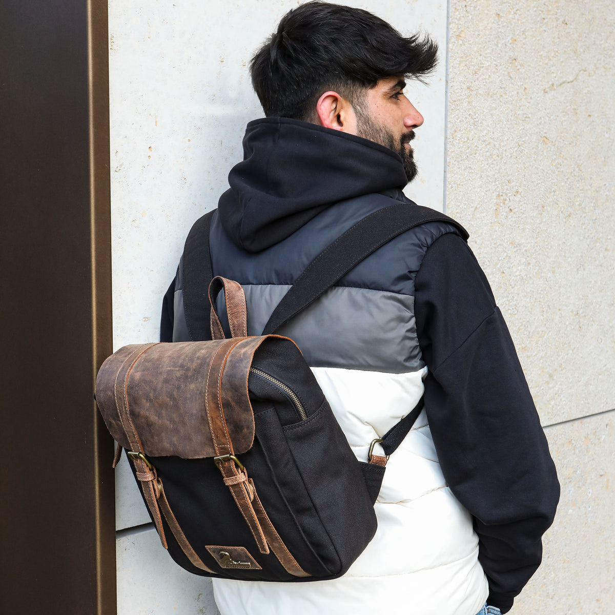 Borsa PET in pelle di bufalo e PET, vista 2