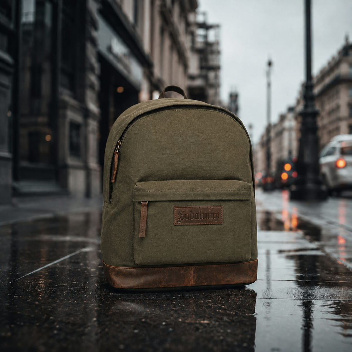 Hodalump City Rucksack color aus Büffelleder in Olivegrün