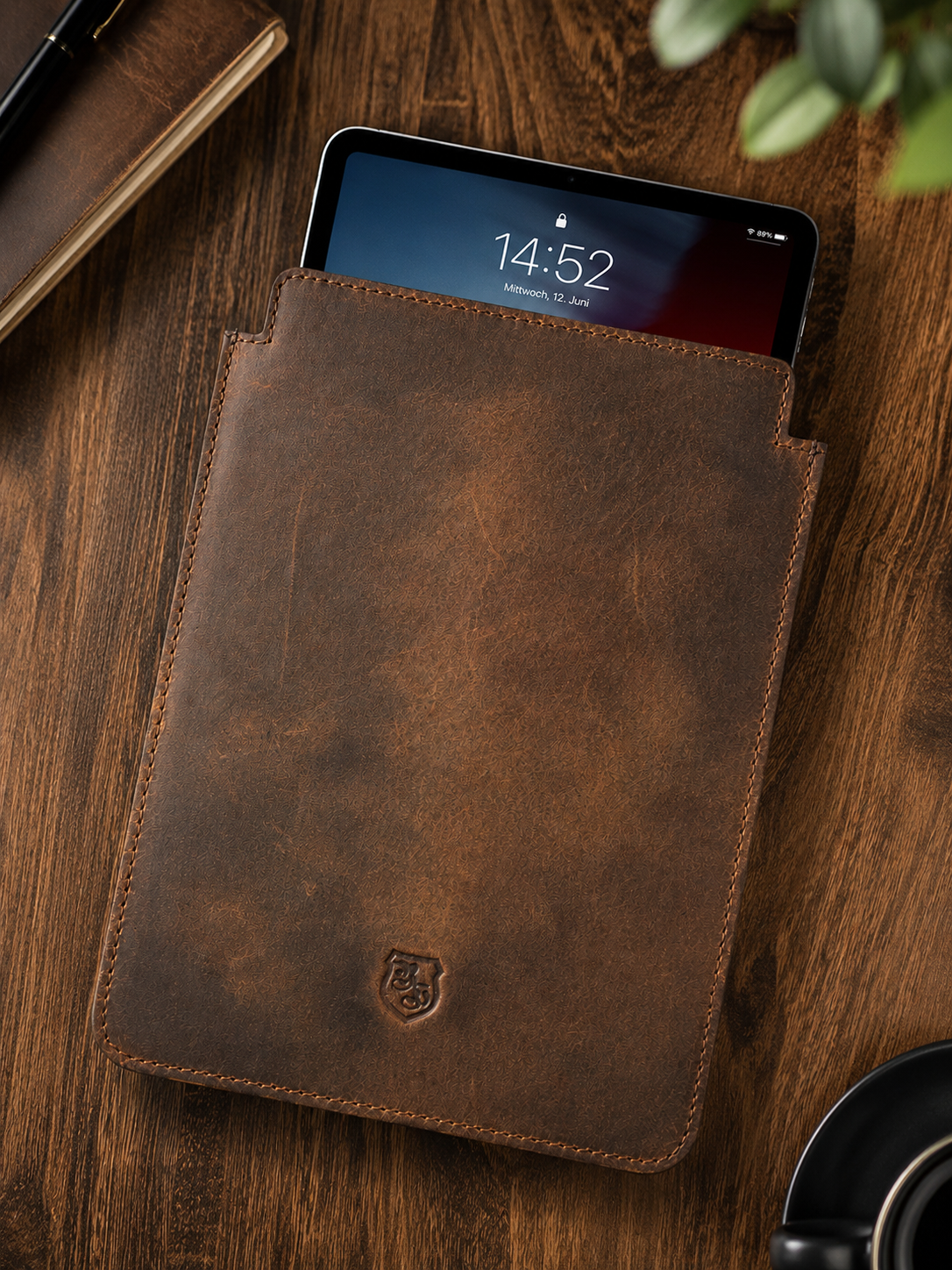 Borsa per iPad in pelle di bufalo, vista 3