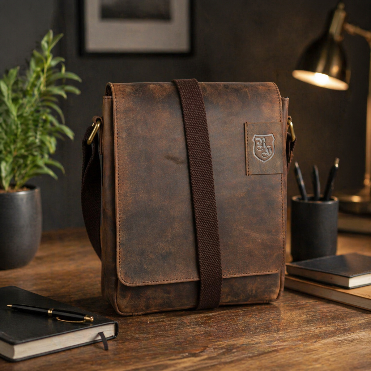 Cross-Over Tasche Laurenz aus Büffelleder in Braun