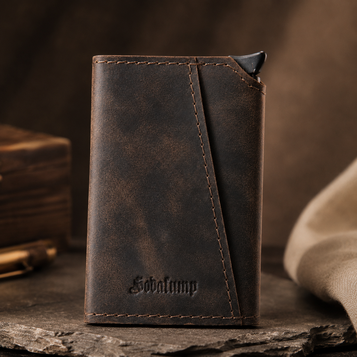 Kartenbox Lui aus Büffelleder