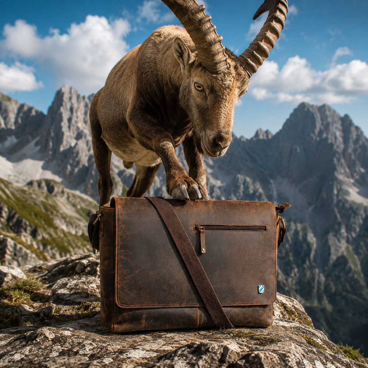 Borsa per laptop con stemma bavarese in pelle di bufalo, vista 15