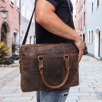 Business Bag Gecko made of buffalo leather in brown