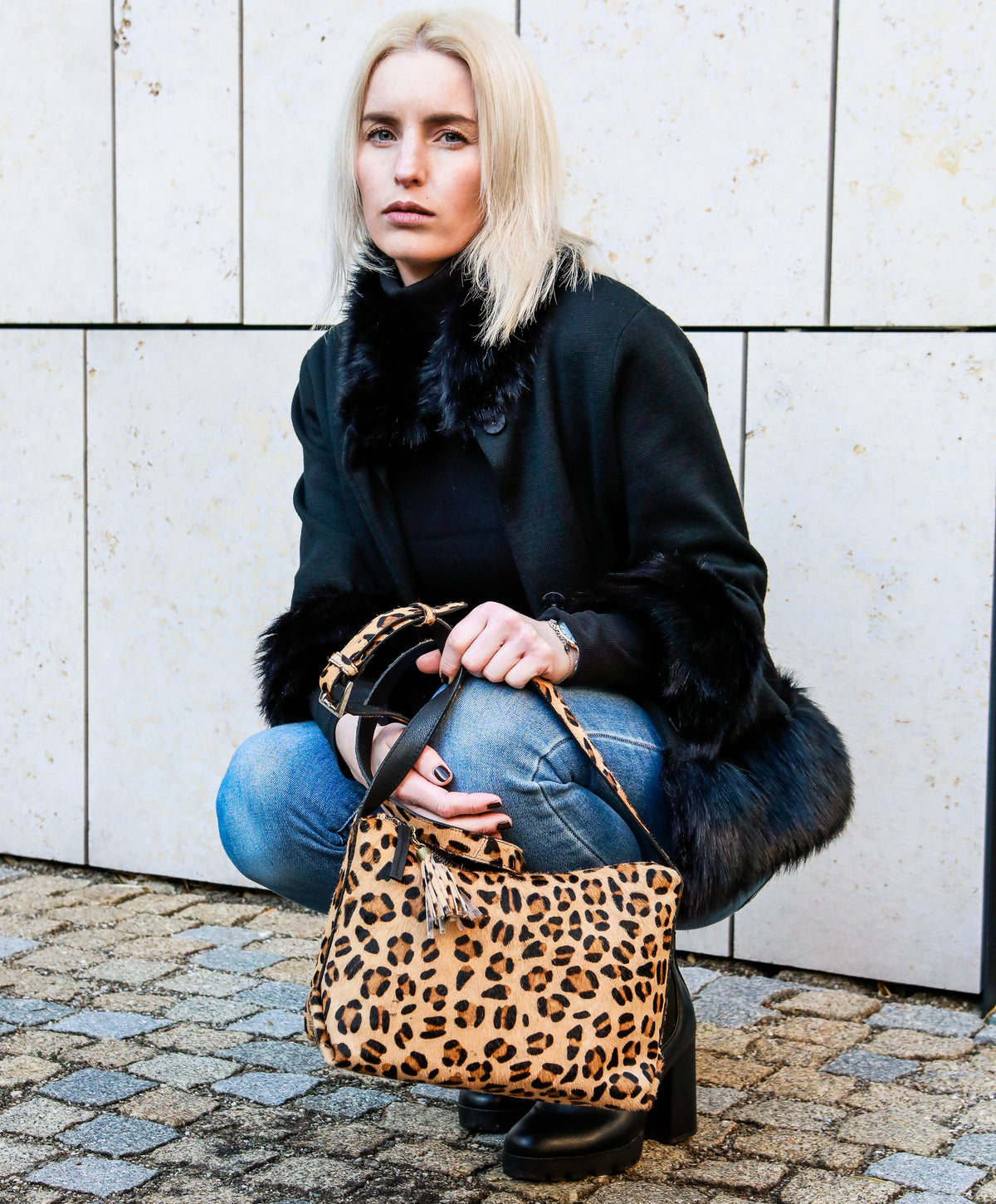 Borsa Leopardo Ratschkatl in pelle di bufalo, vista 2