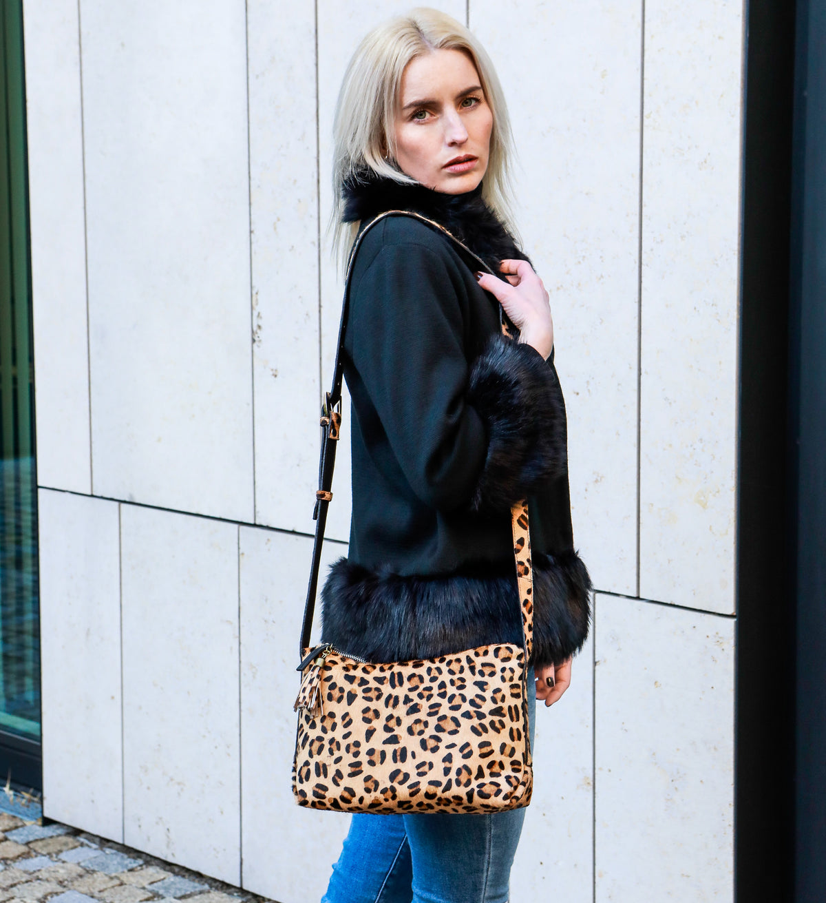Borsa Leopardo Ratschkatl in pelle di bufalo, vista 6