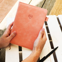 Blocco per appunti Ratschkatl a righe in similpelle rosa