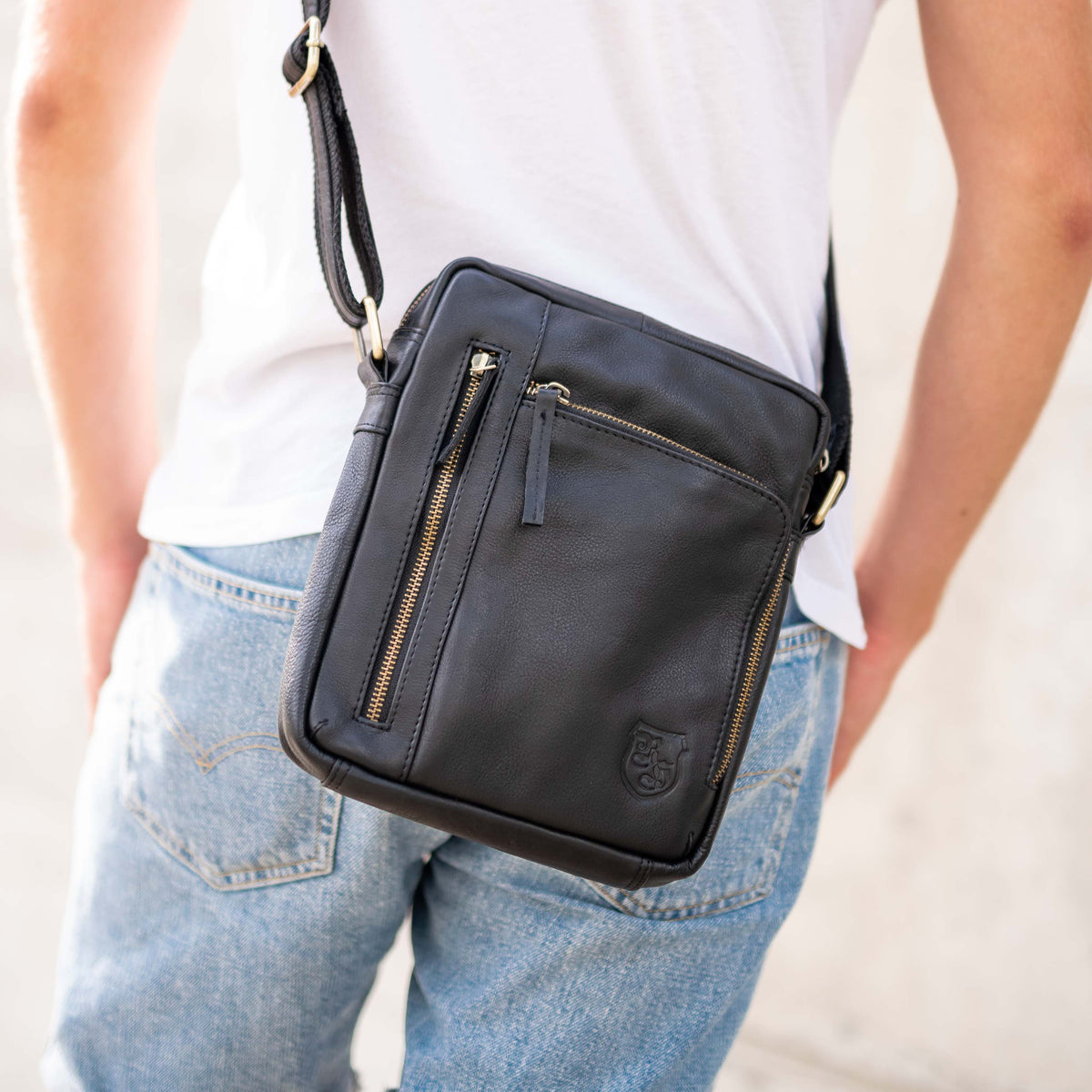 Borsa quotidiana Mike in pelle di bufalo nero, vista 11